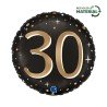 BALLON METALLIQUE ROND NOIR CHIFFRE OR 30 ANS 46 CM 