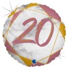 BALLON METALLIQUE ROND MARBLE MATE ROSE 20 ANS 46 CM  BALLON METALLIQUE ROND MARBLE MATE ROSE 20 ANS 46 CM