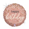 BALLON METALLIQUE ROND HAPPY BIRTHDAY ROSE GOLD 46 CM  BALLON METALLIQUE ROND HAPPY BIRTHDAY ROSE GOLD 46 CM