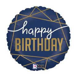 BALLON METALLIQUE ROND HAPPY BIRTHDAY 46CM 