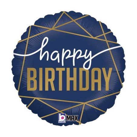 BALLON METALLIQUE ROND HAPPY BIRTHDAY 46CM 