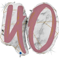 BALLON METALLIQUE MARBLE MATE ROSE CHIFFRE 40 104 CM