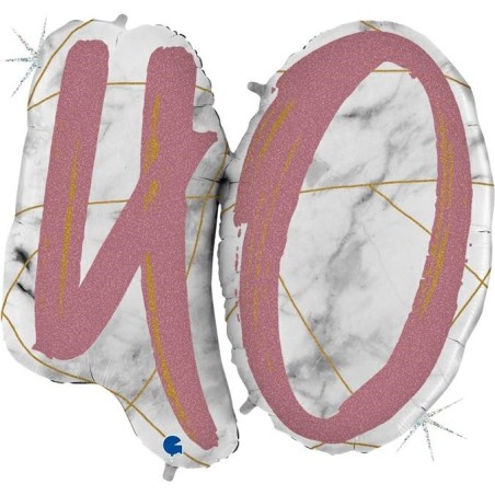 BALLON METALLIQUE MARBLE MATE ROSE CHIFFRE 40 104 CM 