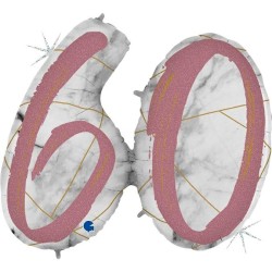 BALLON METALLIQUE MARBLE MATE ROSE CHIFFRE 60 104 CM