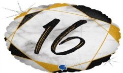 BALLON METALLIQUE ROND MARBLE MATE NOIR 16 ANS 46 CM 