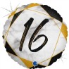 BALLON METALLIQUE ROND MARBLE MATE NOIR 16 ANS 46 CM