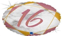 BALLON METALLIQUE ROND MARBLE MATE ROSE 16 ANS 46 CM 