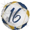 BALLON METALLIQUE ROND MARBLE MATE BLEU 16 ANS 46 CM