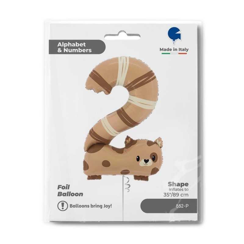 BALLONS CHIFFRES ANIMAUX 2 CAT OU CHAT 89 CM