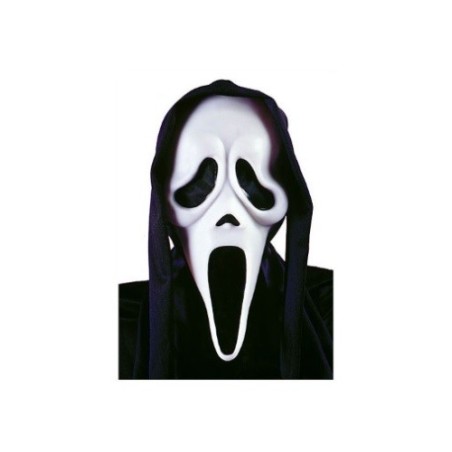 MASQUE HALLOWEEN LICENCE SCREAM GHOST FACE BLANC AVEC CAPUCHE