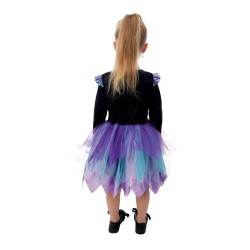 DEGUISEMENT HALLOWEEN SQUELETTE IRISE A FROUFROU NOIR VIOLET FILLE 10-12 ANS