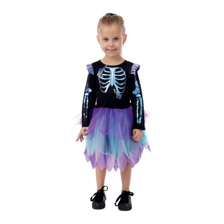 DEGUISEMENT HALLOWEEN SQUELETTE IRISE A FROUFROU NOIR VIOLET FILLE 7-9 ANS