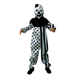 DEGUISEMENT HALLOWEEN CLOWN ARLEQUIN NOIR ET BLANC HORREUR 10-12 ANS