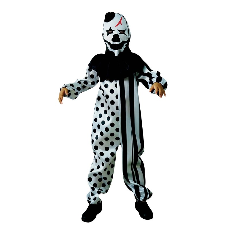 DEGUISEMENT HALLOWEEN CLOWN ARLEQUIN NOIR ET BLANC HORREUR 10-12 ANS
