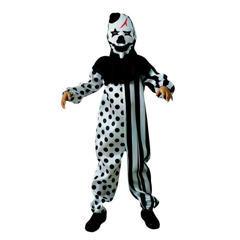 DEGUISEMENT HALLOWEEN CLOWN ARLEQUIN NOIR ET BLANC HORREUR 10-12 ANS
