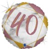 BALLON METALLIQUE ROND MARBLE MATE ROSE 40 ANS 46 CM