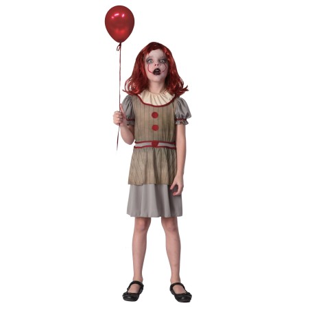 DEGUISEMENT HALLOWEEN CLOWN MALEFIQUE GRIS ROBE + COL FILLE HORREUR 10-12 ANS