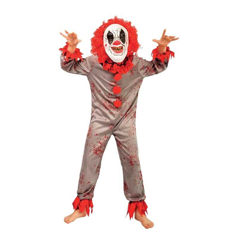 DEGUISEMENT HALLOWEEN CLOWN TUEUR GRIS COMBINAISON + MASQUE HORREUR 7-9 ANS