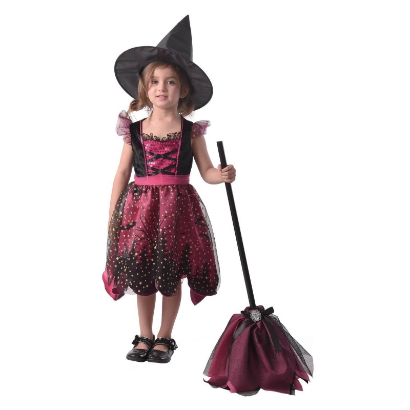 DEGUISEMENT HALLOWEEN SORCIERE ROBE ROSE ETOILES BRILLANTES ARGENT BEBE 1-2 ANS DEGUISEMENT HALLOWEEN SORCIERE ROBE ROSE ETOILES BRILLANTES ARGENT BEBE 1-2 ANS