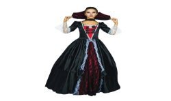 DEGUISEMENT HALLOWEEN DEGUISEMENT VAMPIRESSE ELEGANTE ROUGE ET NOIR TAILLE S-M