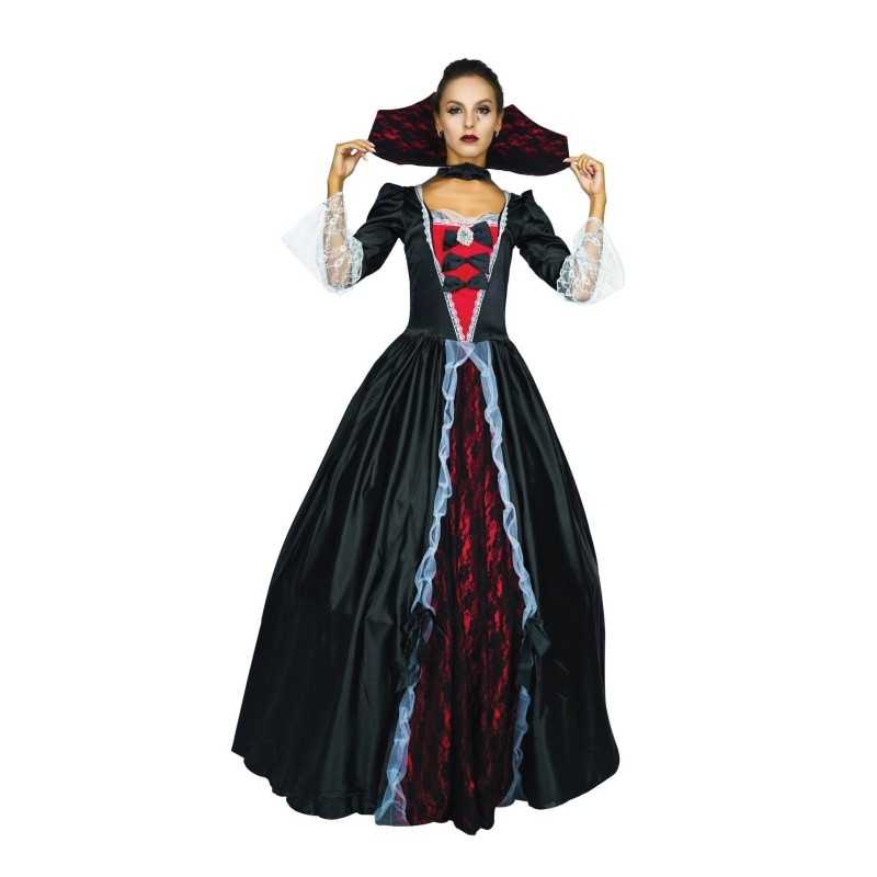 DEGUISEMENT HALLOWEEN DEGUISEMENT VAMPIRESSE ELEGANTE ROUGE ET NOIR TAILLE S-M