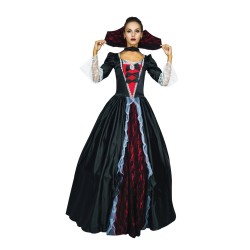 DEGUISEMENT HALLOWEEN DEGUISEMENT VAMPIRESSE ELEGANTE ROUGE ET NOIR TAILLE L-XL