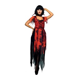 DEGUISEMENT HALLOWEEN DEGUISEMENT VAMPIRESSE DECHIREE  ROUGE ET NOIR TAILLE L-XL