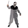 DEGUISEMENT HALLOWEEN CLOWN ARLEQUIN NOIR ET BLANC COMBINAISON + CAGOULE S-M