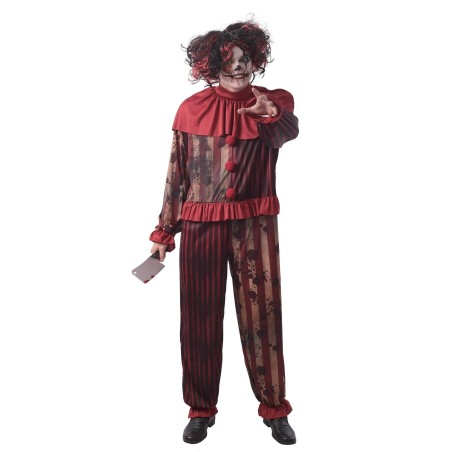 DEGUISEMENT HALLOWEEN CLOWN DIABOLIQUE ROUGE COMBINAISON + COL L-XL