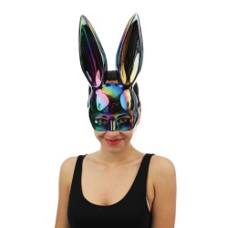 DEMI MASQUE LAPIN IRRIDESCENT NOIR