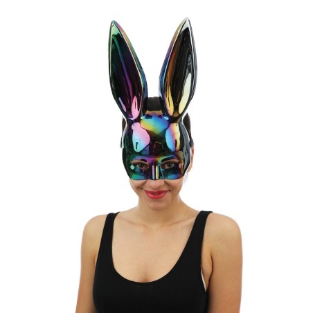 DEMI MASQUE LAPIN IRRIDESCENT NOIR