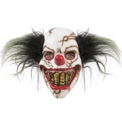 MASQUE HALLOWEEN CLOWN SQUELETTE FELE CHEVEUX NOIR