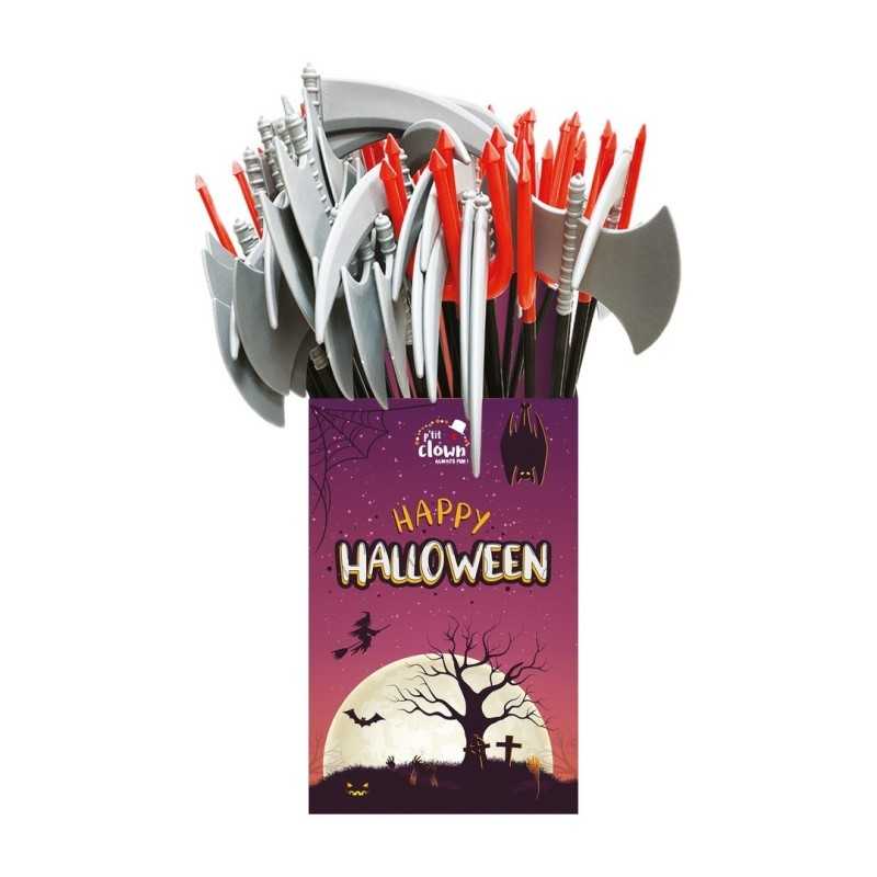 ARME HALLOWEEN FOURCHE TRIDENT FAUX OU DOUBLE HACHE 110 CM