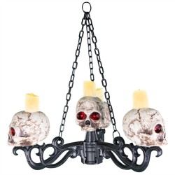 DECORATION HALLOWEEN GRAND CHANDELIER TETE DE MORT 155 CM 3 EN 1