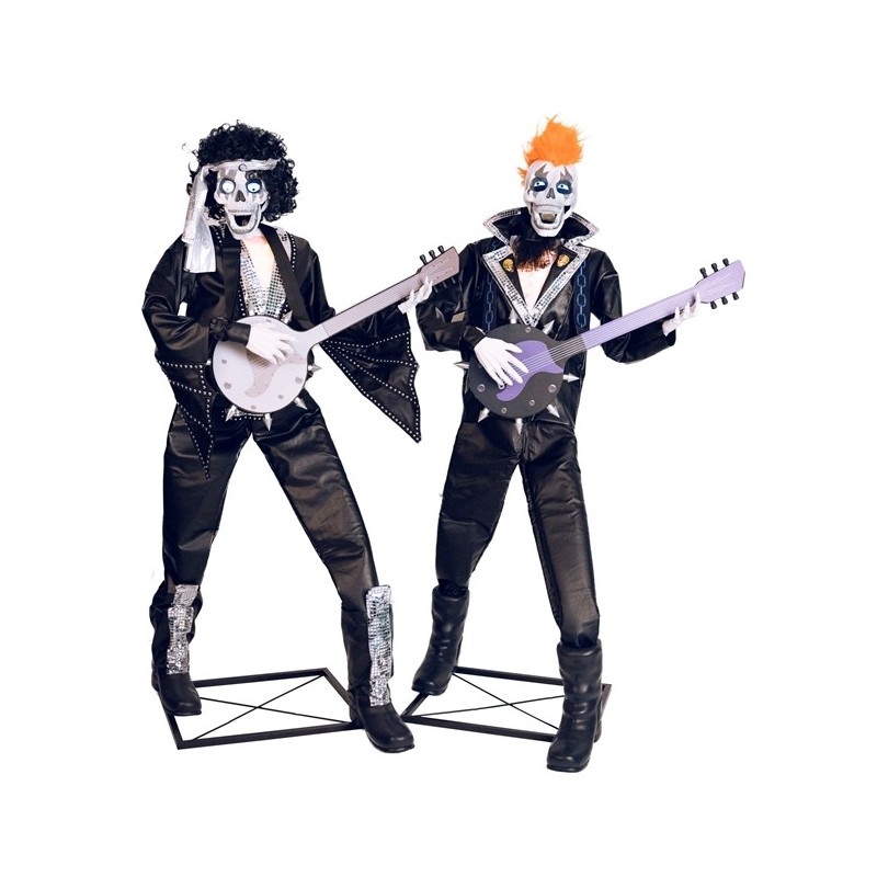 DECORATION HALLOWEEN DUO DE SQUELETTES PUNK ROCK 185 CM ANIMATRONIC