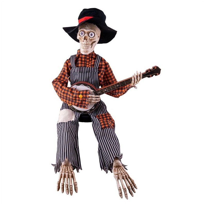 DECORATION HALLOWEEN SQUELETTE AVEC BANJO ANIMATRONIC