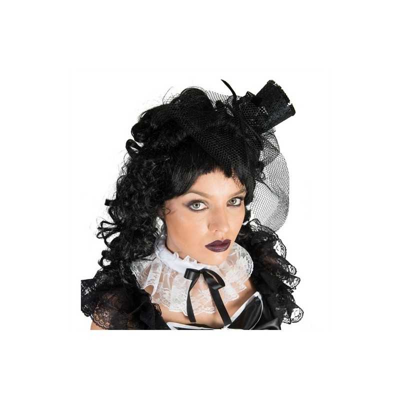 MINI CHAPEAU AVEC VOILE NOIR SUR SERRE TETE