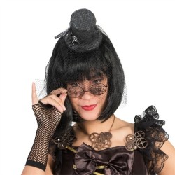 MINI CHAPEAU AVEC VOILE NOIR SUR SERRE TETE