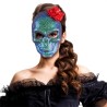 MASQUE TETE DE MORT PAILLETTES OU SEQUINS BLEU VERT DECOR ROSE ROUGE MASQUE TETE DE MORT PAILLETTES OU SEQUINS BLEU VERT DECOR ROSE ROUGE