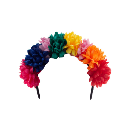 SERRE TETE FLEURS MULTICOLORES DIA DE LOS MUERTOS 