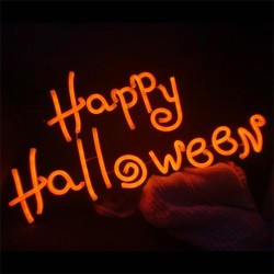 DECORATION HALLOWEEN LUMIERE NEON ORANGE HAPPY HALLOWEEN