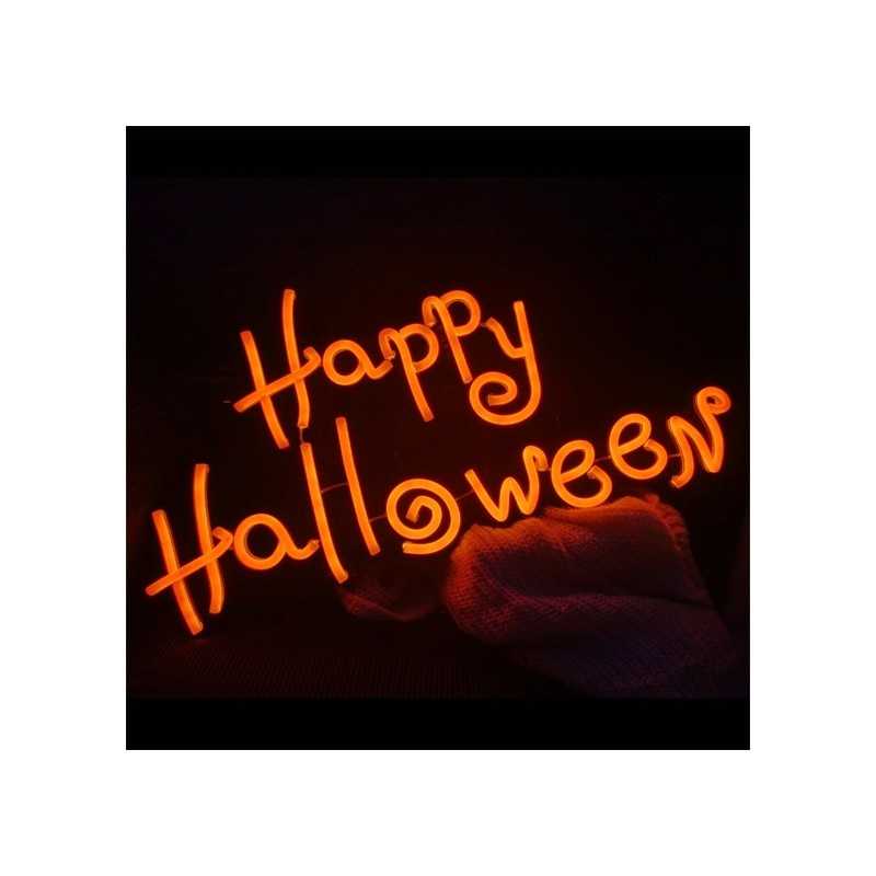 DECORATION HALLOWEEN LUMIERE NEON ORANGE HAPPY HALLOWEEN