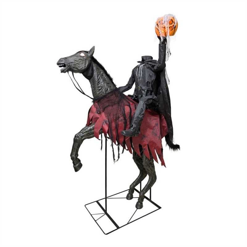 DECORATION HALLOWEEN CAVALIER DECAPITE SANS TETE 210 CM ANIMATRONIC