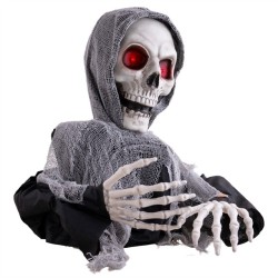 DECORATION HALLOWEEN FAUCHEUSE DE LA MORT TETE DE MORT ANIMATRONIC