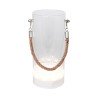VASE VERRE SUPPORT LUMINEUX 7 LEDS AV/ ANSE JUTE DIA 9.5CM X 20CM