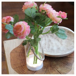 VASE VERRE SUPPORT LUMINEUX 7 LEDS AV/ ANSE JUTE DIA 9.5CM X 20CM