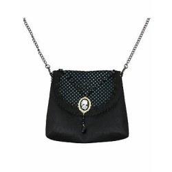 SAC A MAIN GOTHIQUE NOIR AVEC DENTELLE ET CAME TETE DE MORT
