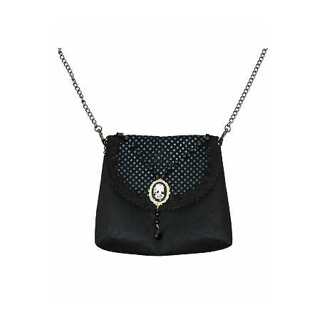 SAC A MAIN GOTHIQUE NOIR AVEC DENTELLE ET CAME TETE DE MORT