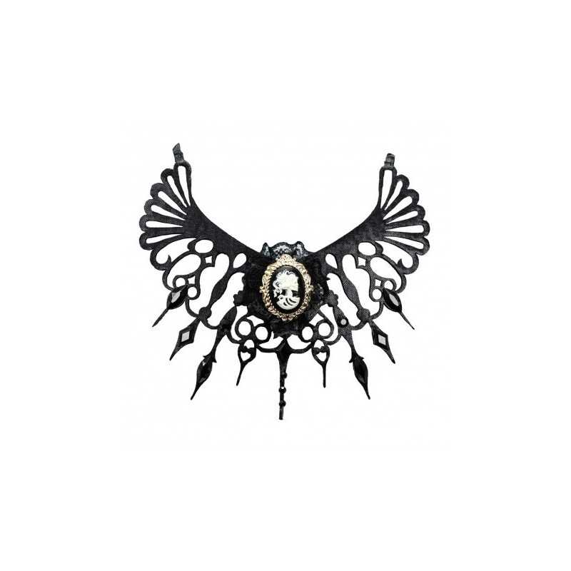 TOUR DE COU GOTHIQUE NOIR AVEC CAME HALLOWEEN