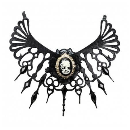 TOUR DE COU GOTHIQUE NOIR AVEC CAME HALLOWEEN